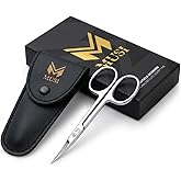 MUSI 3.5" Cuticle Scissors Extra Fine Curved for Manicure and Pedicure | 420 Japanese Standard Steel Sharp Nail Scissors for Women &amp; Men, Toenails, Fingernails, Eyebrows, Facial Hair and Dry Skin