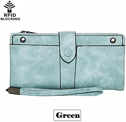 Women’s RIFD Blocking Leather Multi Card Holder Wallet Clutch with Wrist Strap