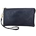 Humble Chic Vegan Leather Small Crossbody Bag or Wristlet Clutch Purse, Includes Adjustable Shoulder and Wrist Straps, Navy Blue, Dark Blue
