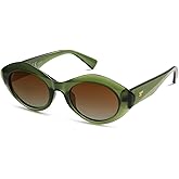 VANLINKER Polarized Trendy Thick Oval Round Sunglasses for Women Retro Shades VL9825