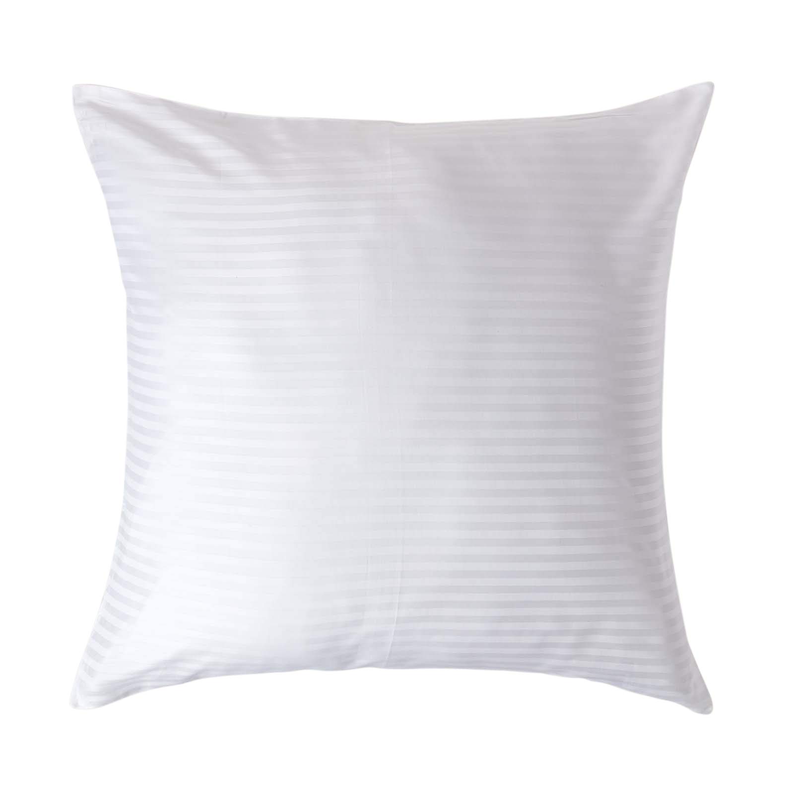 HOMESCAPES White Pure Egyptian Cotton Euro Size Pillowcase 80 x 80 cm 330 TC 500 Thread Count Percale Equivalent Satin Stripe Pillow Case with Zip