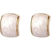 Yudisho Small Square Enamel Stud Earrings White Earrings Fine Pierced Earrings