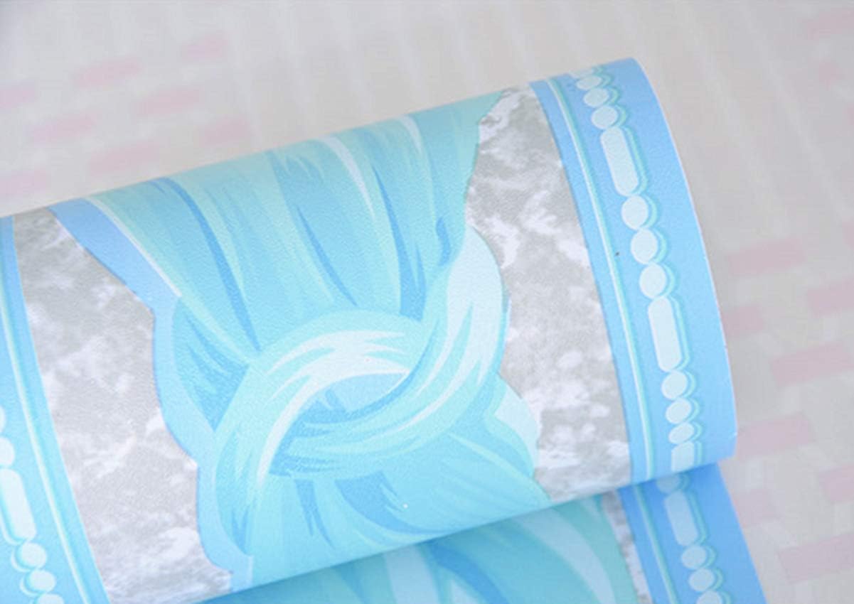 WDragon Self Adhesive Curtain Pattern Wallpaper Border Peel Stick Wall Decal Sticker Bathroom Kitchen Ceiling Border,Waterproof Removable Sky Blue 10cm by 10meters - Image 4