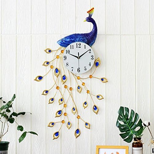 GAOLILI Peacock Hanging Clock Living Room Creative Clock Fashion Art Deco Mute Clock ( Design : D )