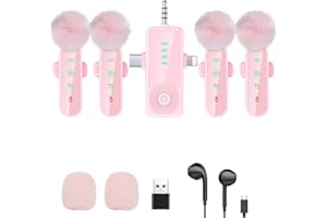 Cesicersi 4 in 1 Wireless Lavalier Microphone,AI Noise Cancel,164ft Range,for YouTube Videos/Streaming/TikTok Compaitable wit