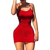 LCNBA Sexy Spaghetti Strap Tank Dress Basic Backless Bodycon Club Party Mini Dress