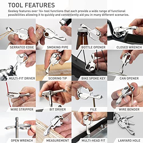Geekey Multitool Original Key Shaped Pocket Tool Stainless Steel