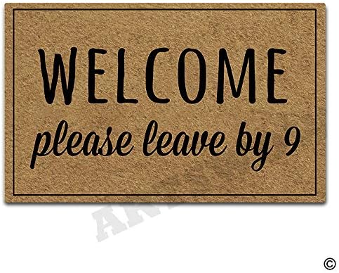 Artswow Welcome Door Mat Welcome Please Leave by 9 Funny Doormat Entrance Floor Mat with Non-Slip Rubber Backing Door Mat, 23.6 by 15.7 Inch