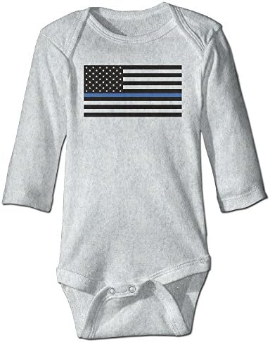 YOG MILK Support The Police Thin Blue Line American Flag Infant Baby's Romper Long Sleeve Jumpsuit Climb Clothes