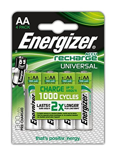 Energizer RCAA1300 - Lote de pilas AA recargables (1300 mAh, 4 unidades)