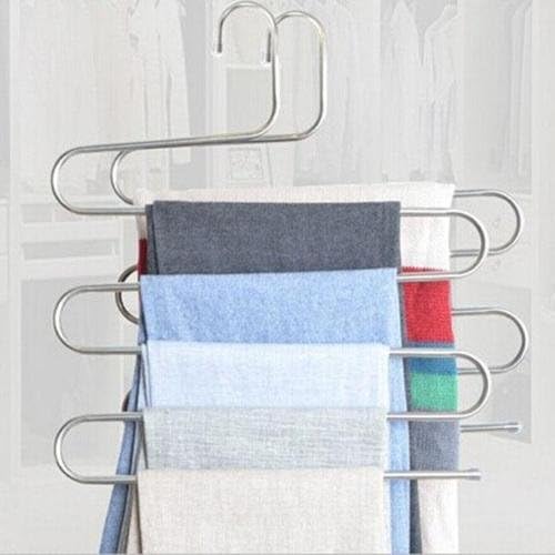 EUTTEUM Multi-functional 5 Layers S Shape Pants Hanger Trousers Holder Scarf Rack Hold Q