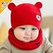 Urberry Knit Beanie Cap for Baby, Autumn Warm Kids Girl Boy Ear Hat+Scarf for Babies 0-12Month (Red)