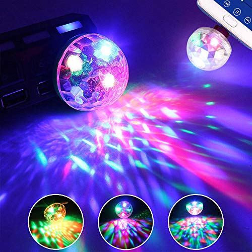 Mini Disco USB Ball Party Light RGB LED Colorful Decorations DJ Magic Portable Car Interior with Sound Control for Kids Pub Show Club Christmas Birthday Wedding Karaoke