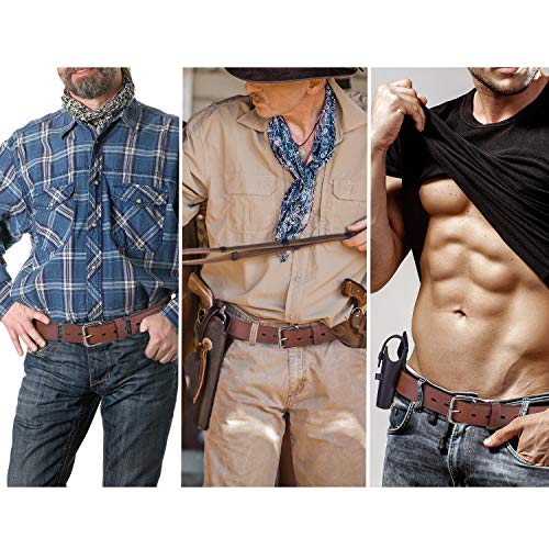 YOETEY Gun Belt For Men - 1.5 Inch Full Grain Leather, 6MM Thick, Concealed Carry Belt With Buckle