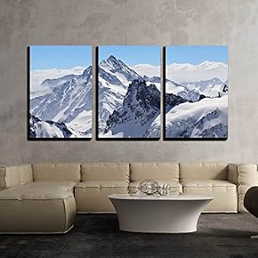 3 Piece Canvas Wall Art - Winter Landscape in The Matterhorn - Modern Home Art Stretched and Framed Ready to Hang - 16"x24"x3 Panels