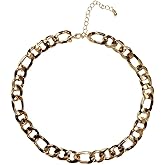 Chunky Leopard Print Cuban Link Curb Chain Choker Necklace for Women Fashion Unique Gold Plated Adjustable Necklaces Boho Punk Trendy Jewelry 17.5"