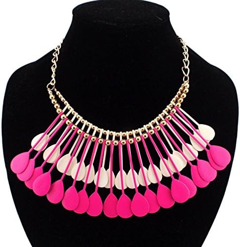 GDSTAR Gold Chain Rose Pink and Beige Spray Paint Metal Pendants Bib Choker Statement Necklaces