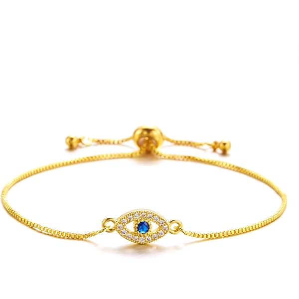 Starchenie Gold Evil Eye Anklet Bracelet – 14K Gold Plated, Dainty Dangle Heart Design For Women | Protection & Good Luck Charm