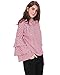 StyleDome Bell Sleeve Tops Blouses for Women Ruffle Long Sleeve Round Neck Shirt 02 Red US 4