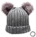 EPOCH Women's Winter Chunky Knit Double Pom Pom Beanie Hat with Tie.(Charcoal)