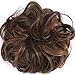 Dodoing Curly Messy Hair Bun Extension Ponytail Hairpiece Hair Extensions Dark Brown Mix Light Auburn,Dark Brown Mix Light Auburn,One Size
