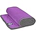 Youphoria Yoga Microfiber Non-Slip Towel - Hot Yoga Mat Towel for Enhanced Grip and Sweat Absorption - Purple with Gray Stitching