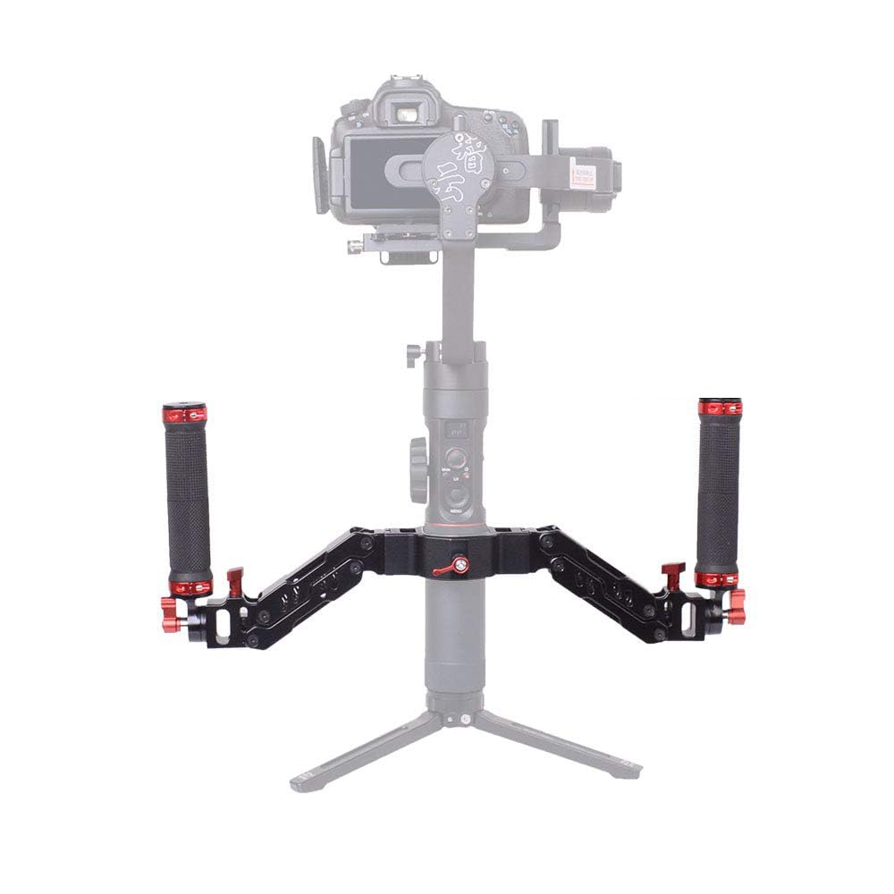 DF DIGITALFOTO ARES Z Axis Spring Dual Handle, Flexible Damping Detachable Dual Grip Gimbal Handle, Compatible for ZHIYUN Crane 2 MOZA FEIYU DJI Ronin S/S2/RS3/RS3 Pro 3 Axis Gimbal