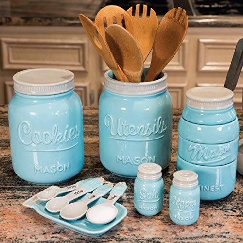 Sparrow Decor Mason Jar Ceramic Measuring Spoons Rustic Farmhouse