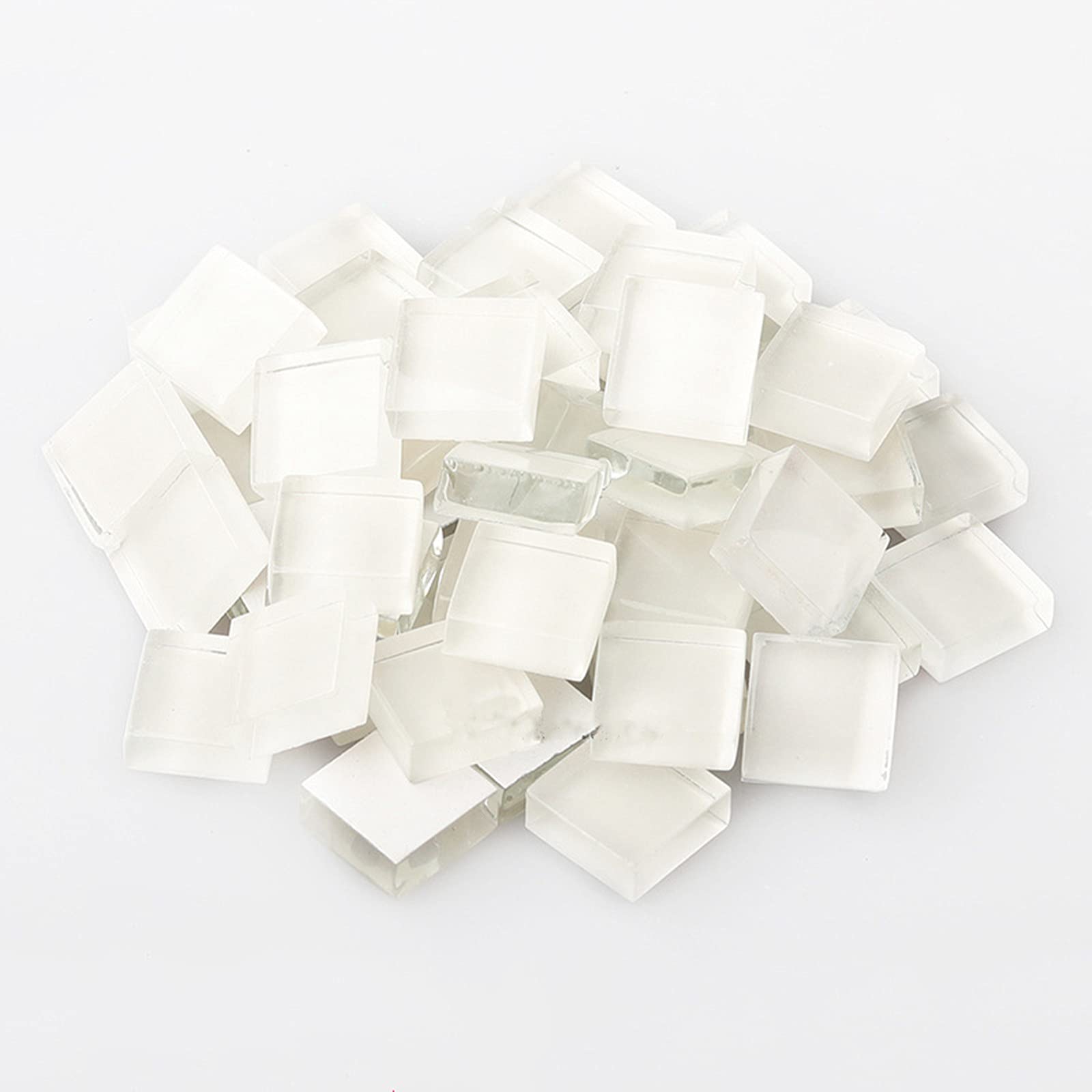 200g Glass Mosaic Tiles Square Crystal Mosaic Stones Glass Pieces for DIY Art Craft Decoration,1x1cm(White)