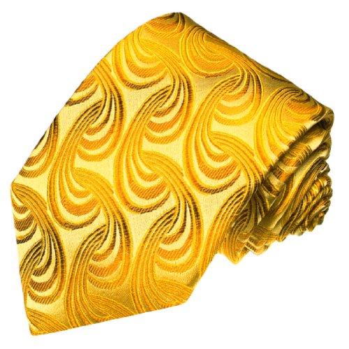 LORENZO CANA Luxury Italian 100% Pure Silk Tie Extra Long XXL Gold Paisley 8432999