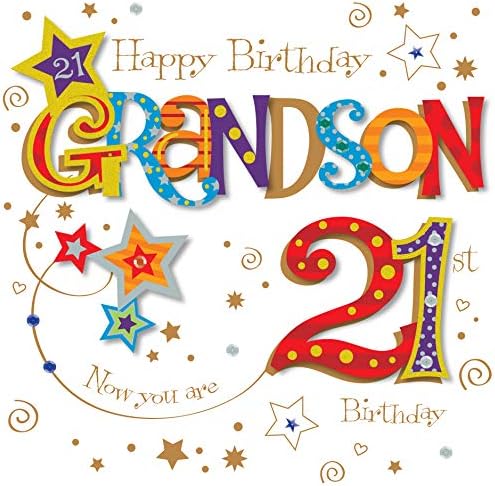 Grandson 21st Birthday Greeting Card By Talking Pictures Greetings Cards, Multi, 16cm x 16cm