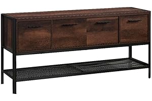 Sauder Carell Furniture Engineered Wood and Metal Office Credenza in Barrel Oak