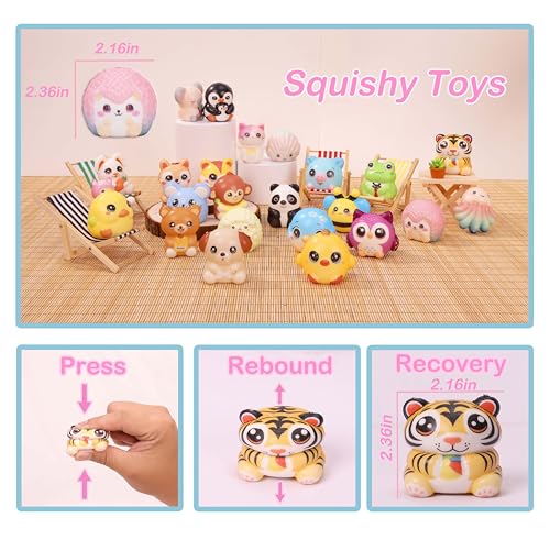 24PCS Party Favors for Kids - Cute Animal Squishy Toys Bulk for Grandkids Stocking Stuffers for Kids Pinata Stuffers Birthday Gifts for Boys & Girls Classroom Prizes