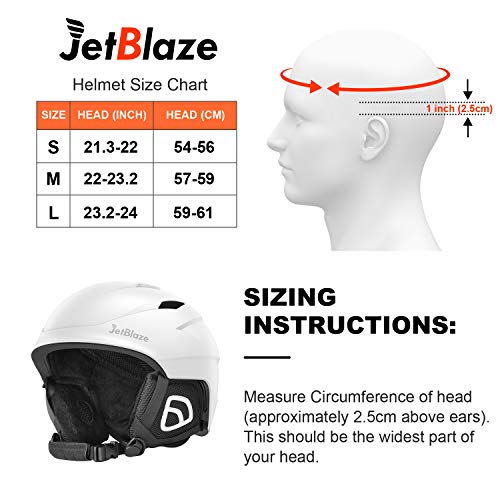 JetBlaze Ski Helmet, Snowboard Helmet, Snow Helmet for Men Women Youth (White, S)