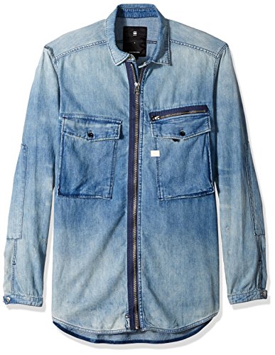 G-Star Raw Men's Type C Zip Overshirt Long Sleeve, Lt Antic Aged, Medium