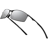 BRUZNASE Men's Polarized Rectangular Sunglasses Ultra Lightweight Metal Frame Fishing Driving Glasses Classic Shades for Men