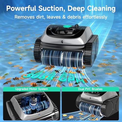 (2026 Upgrade) WYBOT C1 Pool Vacuum Robot for Above Ground & Inground Pool, 150mins Cordless Pool Cleaner, 4-in-1 Wall/Waterline/Platform Cleaning up to 1,614 sq.ft, Smart Navigation, App Control