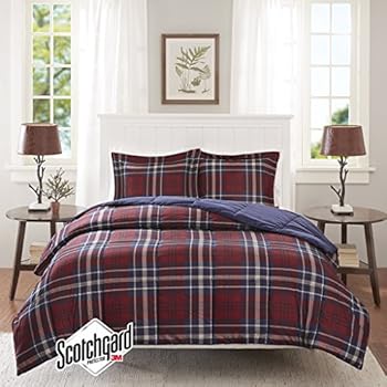 Madison Park Essentials Bernard 3M Scotchgard Down Alternative Comforter Mini Set, Twin/ Twin X-Large, Red