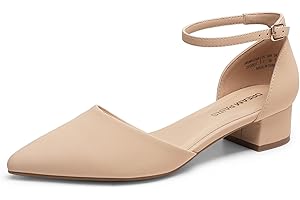 DREAM PAIRS Women's Dress Shoes Low Heel Pumps Closed Pointed Toe Comfort Casual D'Orsay Flats Ankle Strap