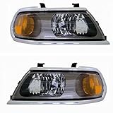 2000-2001-2002-2003-2004 Montero Sport (Built After 3/01/00 Production Date) Headlight Headlamp Halogen Composite (With Chrome Bezel/Trim) Front Head Lamp Light Pair Set Left Driver AND Right Passenger Side (00 01 02 03 04)