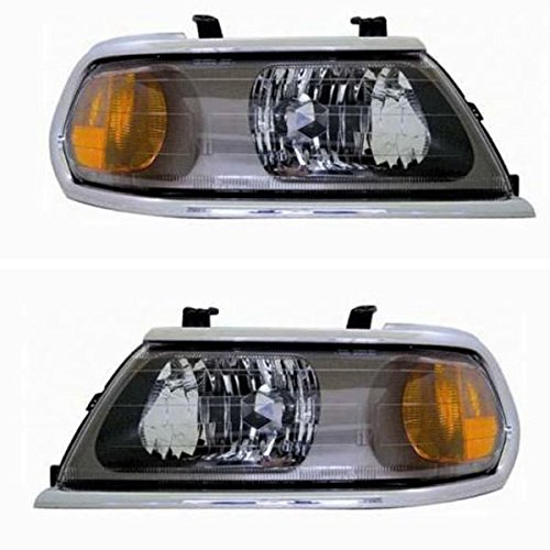 2000-2001-2002-2003-2004 Montero Sport (Built After 3/01/00 Production Date) Headlight Headlamp Halogen Composite (With Chrome Bezel/Trim) Front Head Lamp Light Pair Set Left Driver AND Right Passenger Side (00 01 02 03 04)