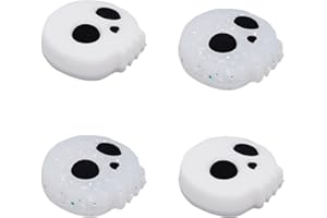 4pcs Thumb Grips Compatible with Switch 2, White & Glitter Skull Design Anti-Slip Silicone Joystick Caps Ergonomic Controller
