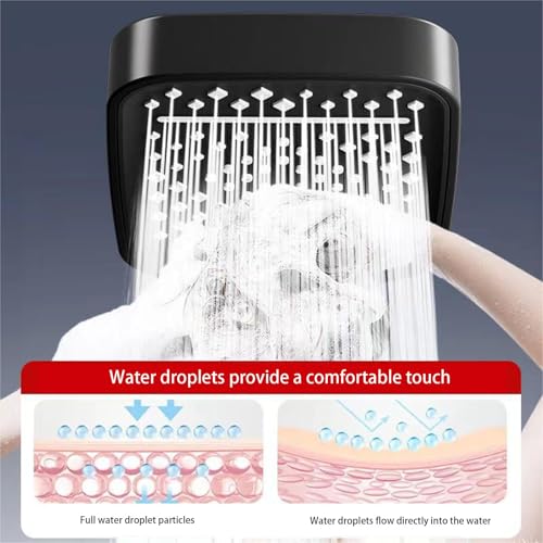 Orchid M® Shower Head,7 Spray Modes Magic Button Control with Oversized 10" Rainfall Showerhead 60 Inch Hose & Adjustable Pressurized Water Outlet ABS Anti-Rust for Bathroom/Hotel(Black)