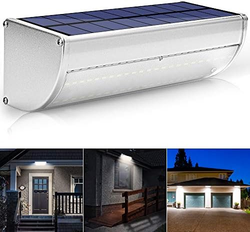 DBF Solar Lights Outdoor Aluminum, Waterproof Solar Motion Sensor Light Outdoor Wall Night Light Wireless Security Lighting, Auto On/Off with 4 Mode for Garden Front Door Backyard Garage Deck Porch
