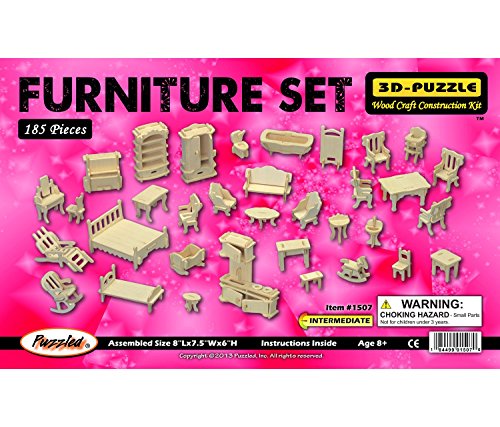 Wooden Dollhouse Furniture Set 3D Puzzle