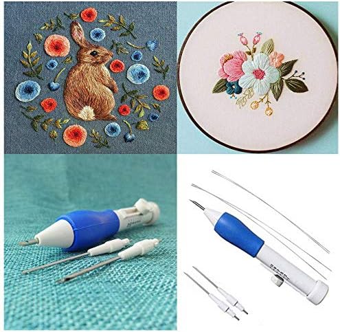 HHoo88 Magic Embroidery Pen Embroidery Needle Weaving Tool, Fancy Punch Needle Embroidery Kit Embroidery Tools for Cross Stitch