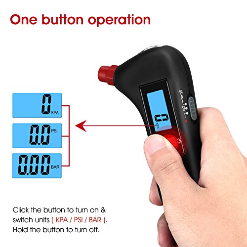 SUAOKI Digital Tire Pressure Gauge 150 PSI with 5 in 1 Rescue Tools of LED Flashlight, Car Window Hammer, Seatbelt Cutter, Red Safety Light and Tire Gauge for Car, Motorcycle - Thumbnail 3