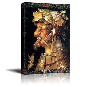 Four Seasons - Autumn by Giuseppe Arcimboldo - Canvas Wall Art Famous Fine Art Reproduction| World Famous Painting Replica on Wrapped Canvas Print Ready to Hang - 12" x 18"