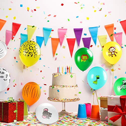 MALLMALL6 93Pcs Safari Animal Balloons Jungle Theme Birthday Party Supplies Decorations Forest Zoo Animals Latex Balloon Party Favor Wildlife Helium Balloon Bunch Baby Shower Room Decor for Kids