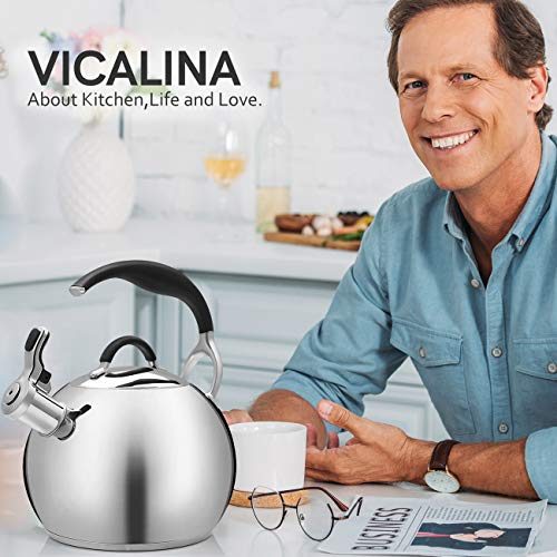 VICALINA Whistling Tea Kettle, 2.6 Quart Stainless Steel Teapot for